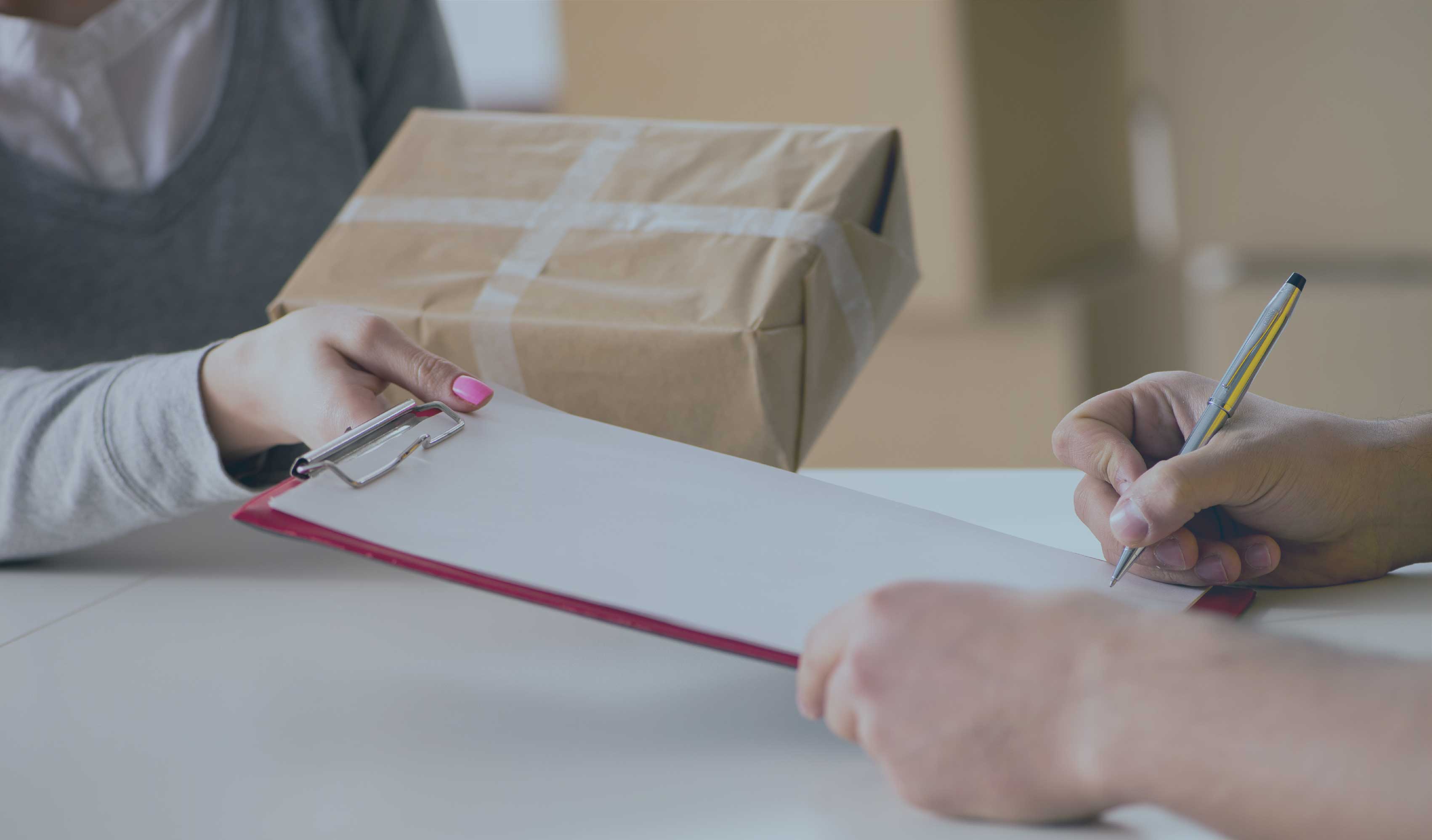 People Handing over Post